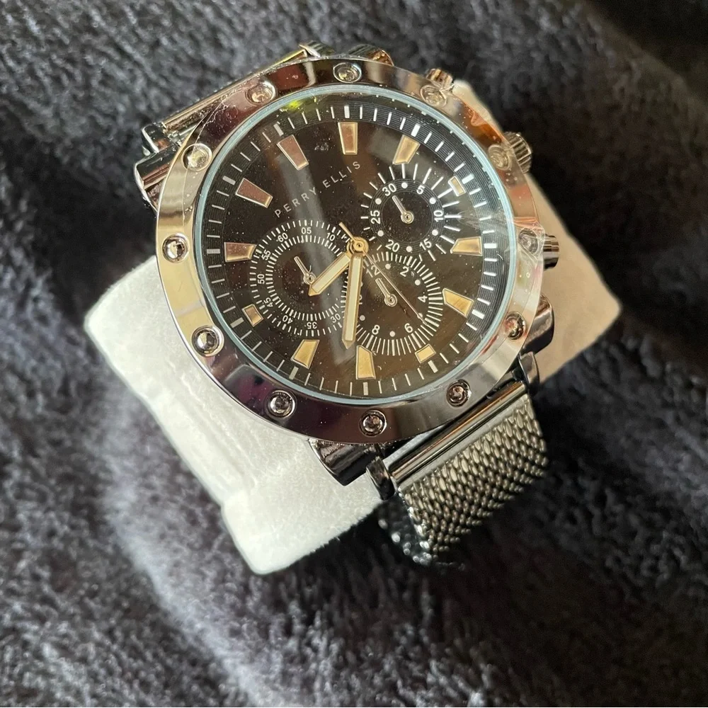Men’s Perry Ellis Mesh Stainless Steel Watch BRAND NEW - Picture 3 of 8